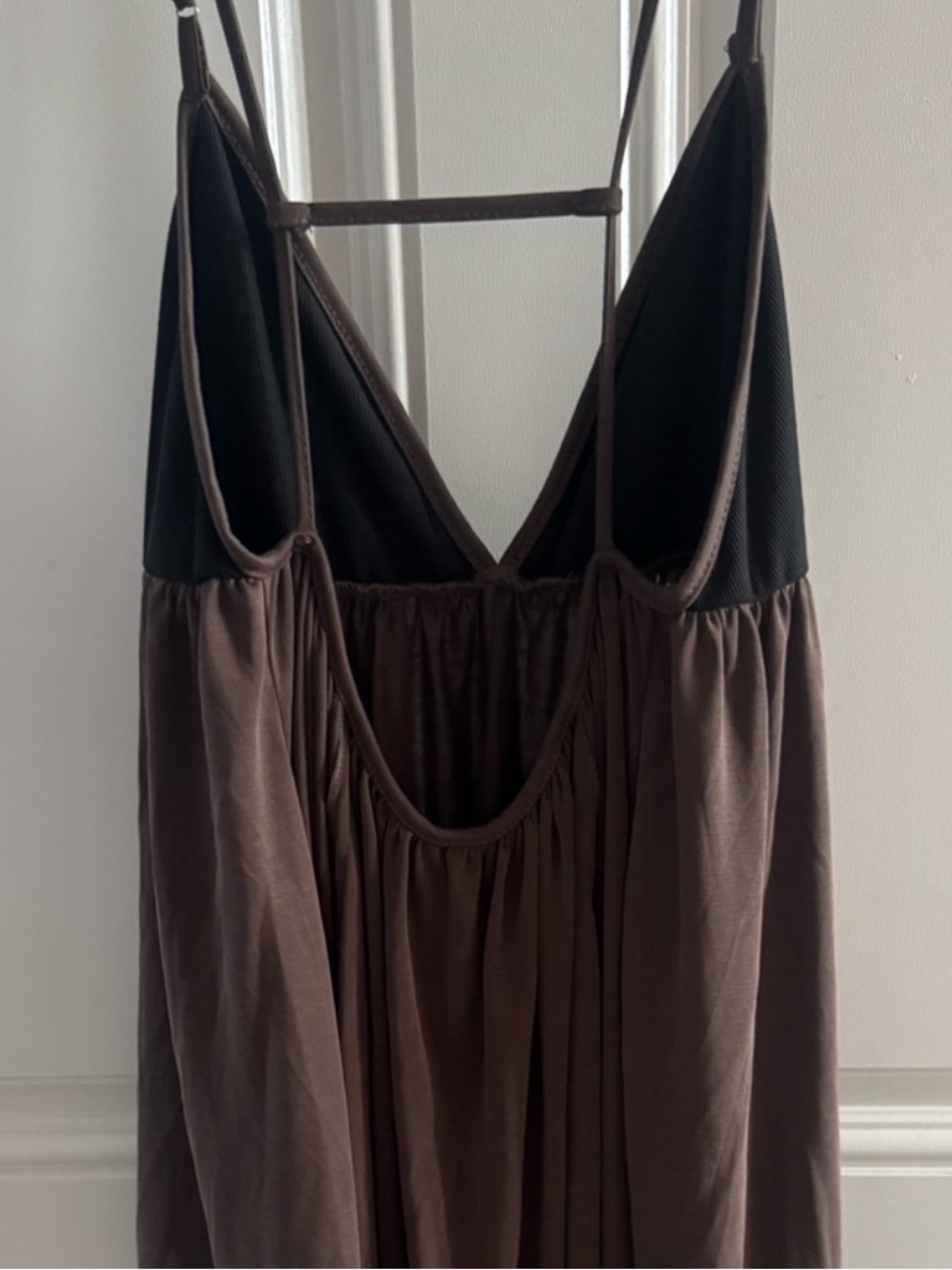 FREE PEOPLE TRIXIE STRAPPY TUNIC TOP BROWN BLACK LG - Picture 7 of 8